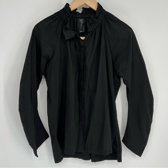 Zero + Maria Cornejo Black Ruffle Collar Button Down Blouse Shirt‎ - Picture 16 of 16
